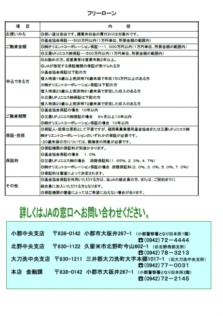 Jaフリーローン Web申込可 Jaみい